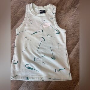 Nike Kids' Cream and Mint Green Swoosh Slim Fit Sweatshirt  Tank Top